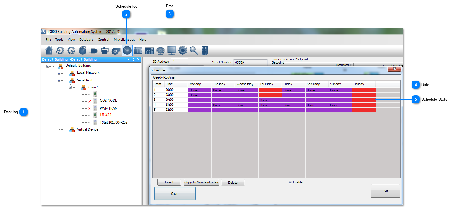 Managing schedules in T3000