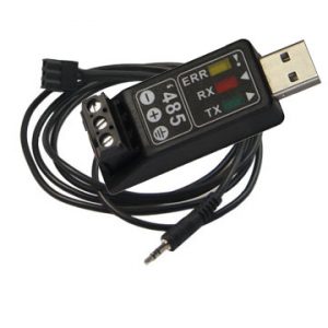 USB to RS485 Converter product image showing compact design and status LEDs